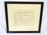 Civil War Statement of Volunteer Display 1864