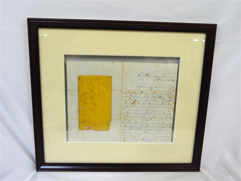Civil War Letter James H. Taylor to Father with Envelope Framed Dual Sided 
