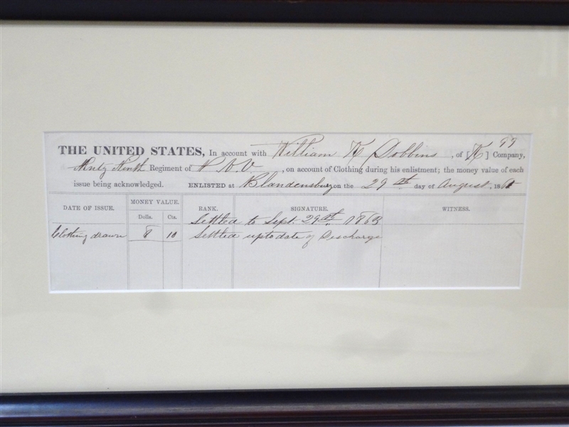 Civil War 1863 Clothing Drawn Document William Dobbins 