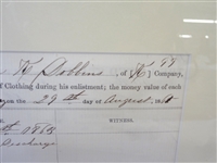 Civil War 1863 Clothing Drawn Document William Dobbins 