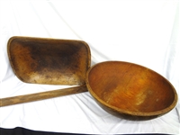 (3) Primitive Turn of the Century Hand Carved Dough Bowls