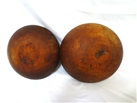 (2) Primitive Signed Hand Carved Dough Bowls
