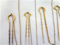 (13) Victorian Gold Filled Pince Nez Hair Pins and Chains