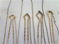 (13) Victorian Gold Filled Pince Nez Hair Pins and Chains