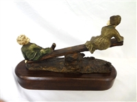 Joseph D'Aste (Italian 1881-1945) Bronze Dutch Children See Saw