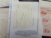 (8) Civil War Documents: Checks, War Record, GAR Discharge, Postcard, Others