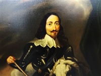 Charles I Equestrian Portrait Oil on Canvas 18th century copy after Van Dyck in Stunning Gilt Frame