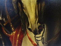 Charles I Equestrian Portrait Oil on Canvas 18th century copy after Van Dyck in Stunning Gilt Frame