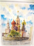 (5) Original Watercolor Paintings on Paper Russian Orthodox Churches Signed