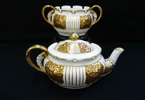 Heavy Gold Venice Tea Set Lotus Ware Knowles Taylor KT&K