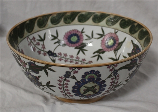 Large Chinese Enamel on Glazed Porcelain Bowl & Platter