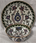 Large Chinese Enamel on Glazed Porcelain Bowl & Platter