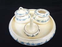 Roseville Pottery 1915 Creamware Forget Me Knot Dresser Set