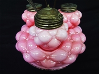 Consolidated Glass Co. Quilted Pink Condiment Set Early 20th Century