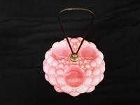 Consolidated Glass Co. Quilted Pink Condiment Set Early 20th Century