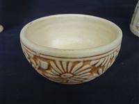 (3) Weller Pottery Clinton Ivory Bowl and Vases 1914