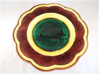 Wedgwood Majolica Scalloped Edge Cake Stand Windmill Motif