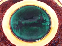 Wedgwood Majolica Scalloped Edge Cake Stand Windmill Motif
