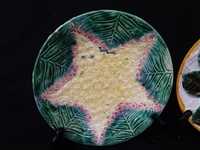 (4) Majolica Plates: Etruscan Cauliflower, George Jones Chestnut