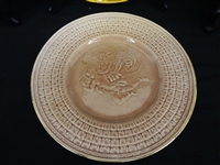 (4) Majolica Plates: Etruscan Cauliflower, George Jones Chestnut
