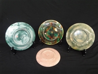 (4) Majolica Plates: Etruscan Cauliflower, George Jones Chestnut