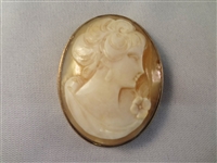 (2) Victorian Carved White Shell Cameos: Portrait and Landscape