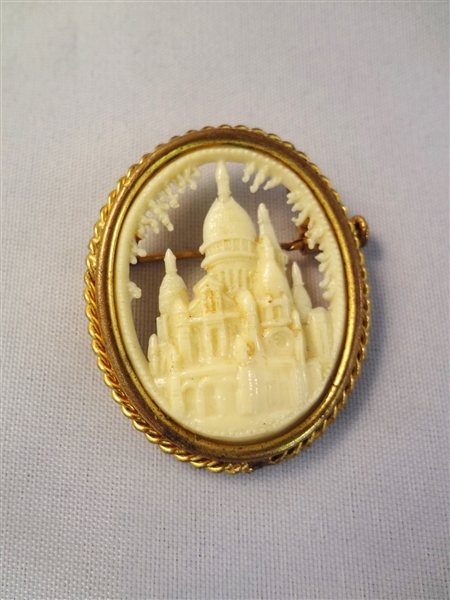 Victorian Carved Relief Church Shell Cameo