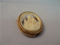 Victorian Carved Relief Church Shell Cameo