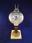 Lincoln Drape Glass Whale Oil Lamp Original Double Camphene Burner