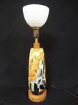 Mid Century Modern Cityscape Table Lamp Signed