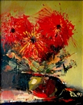 Bulgarian Oil Painting on Masonite Asters