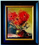 Bulgarian Oil Painting on Masonite Asters