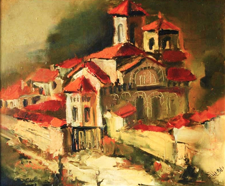 Bulgarian Oil Painting on Masonite "Nessebar" 1990