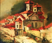 Bulgarian Oil Painting on Masonite "Nessebar" 1990