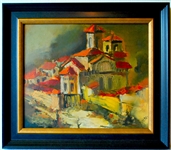 Bulgarian Oil Painting on Masonite Nessebar 1990