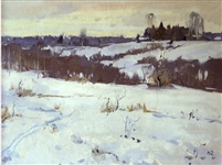 Mark Kremer (Russian 1928) Oil on Board Winter Fields