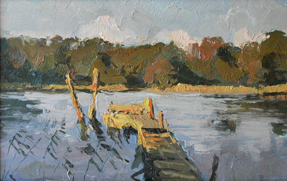 Mark Kremer (Russian 1928) Oil On Board "Gangway Bridges" 1980