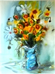 Emil Moraru (Moldavian 1938) Watercolor Still Life With Flowers 1996