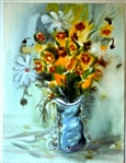 Emil Moraru (Moldavian 1938) Watercolor Still Life With Flowers 1996
