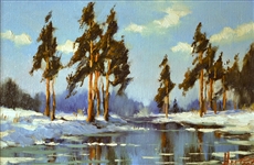 Stepan Nesterchuk (Russian 1978) Oil on Canvas "Pines" 2012
