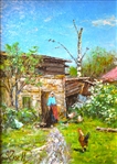 Ivan Krisjuk (Russian 1944) Oil on Canvas Village Courtyard 2
