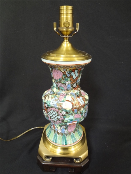 Heavy Cloisonne Moriage Chinese Lamp