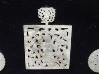 (12) Medallion Carved Nephrite Jade Display Piece