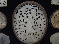 (12) Medallion Carved Nephrite Jade Display Piece