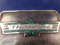 Begay Hand Made Sterling Silver Turquoise Thunderbird Belt Buckle