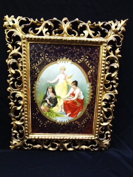 Royal Vienna Hand Painted Portrait Plaque "Die Drei Parzen" The Three Fates Signed Bernard