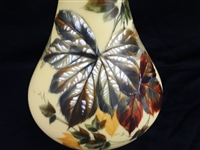 Pair of Glass Bulbous Cased Hand Painted Vases Style of Webb