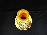 Pair of Glass Bulbous Cased Hand Painted Vases Style of Webb