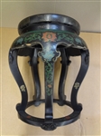 Chinese Teak Cloisonne Top Plant Stand