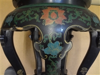 Chinese Teak Cloisonne Top Plant Stand